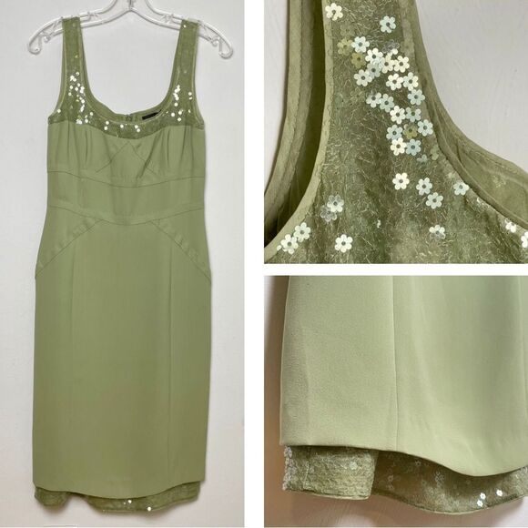 RENA LANGE Y2K Sleeveless Midi Silk Dress Floral Sequins Fairy Ethereal Formal - Picture 1 of 17
